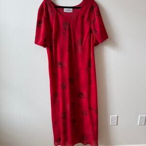 Red short sleeve midi dress